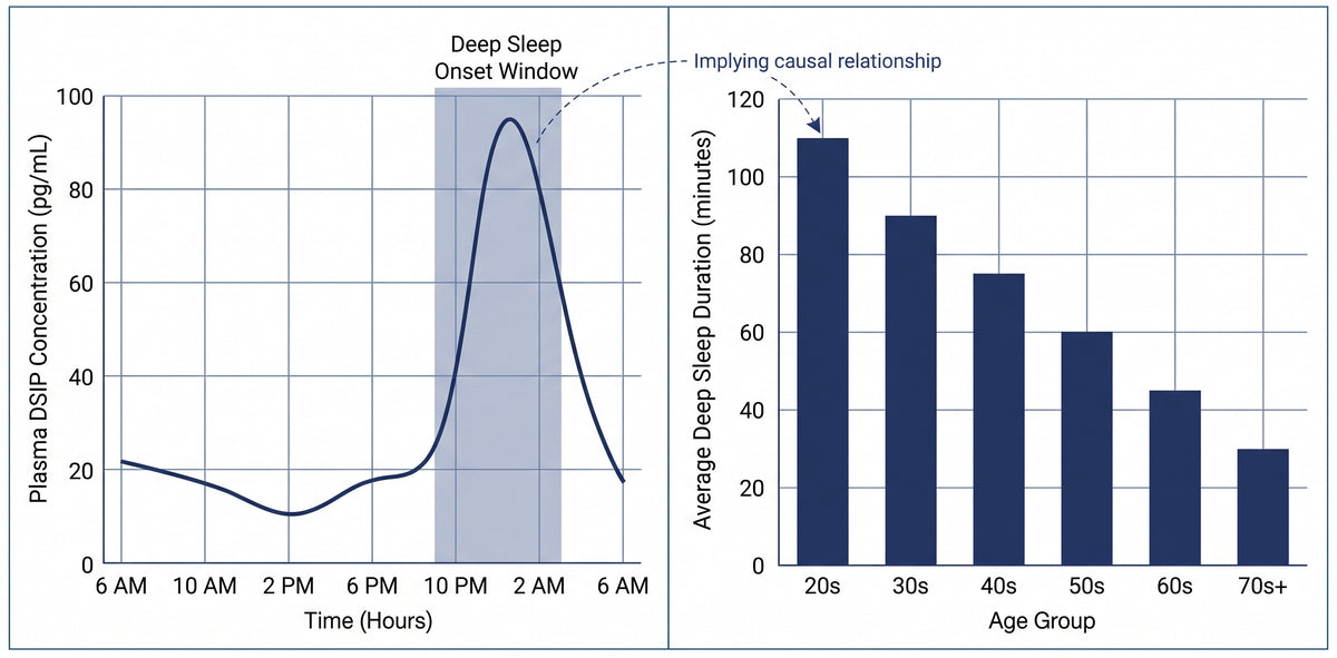 Circadian DSIP curve and age-related decline in deep sleep